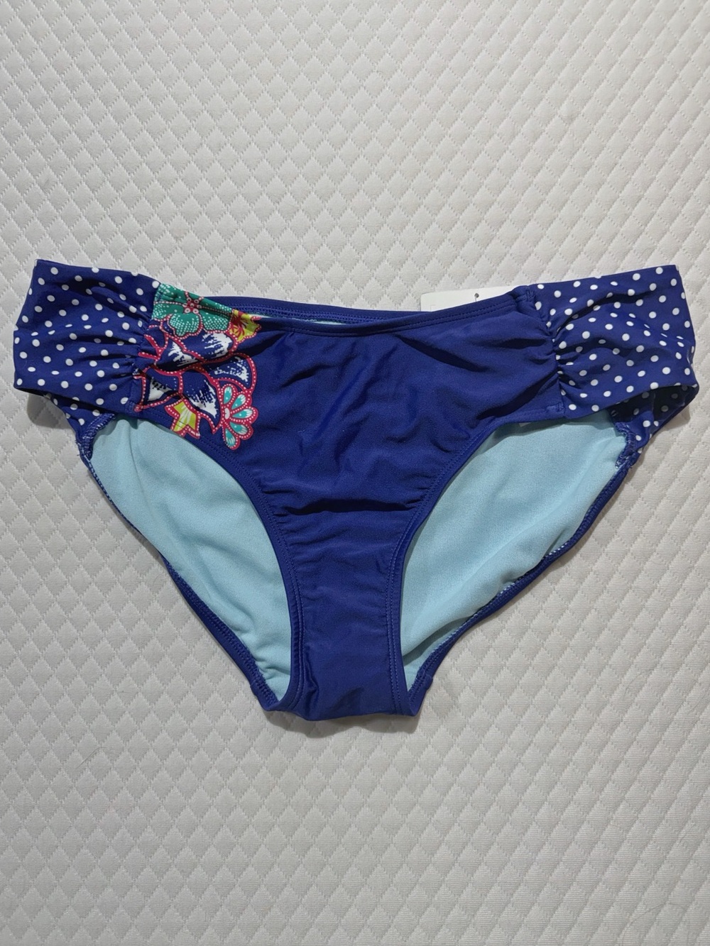 NWT Athleta Blue Polka Dot Swim Bikini Bottom- Women’s Large